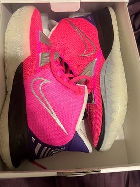 Nike Women’s Bright Pink and Silver Basketball Sneakers